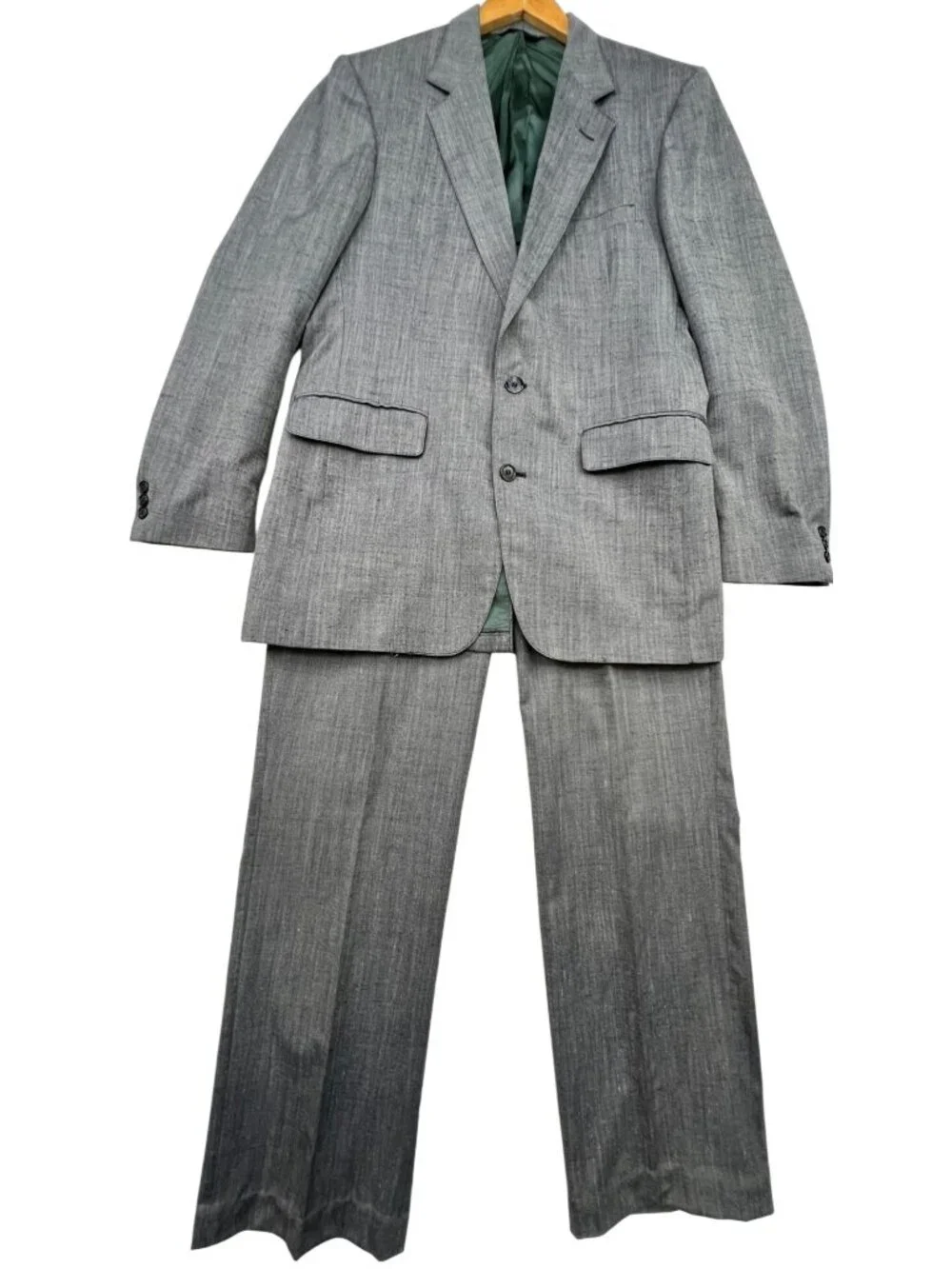 Parkworth Clothes Men's Two-Piece Suit 2 Button Blazer Pleated Pants Sz 42L Gray